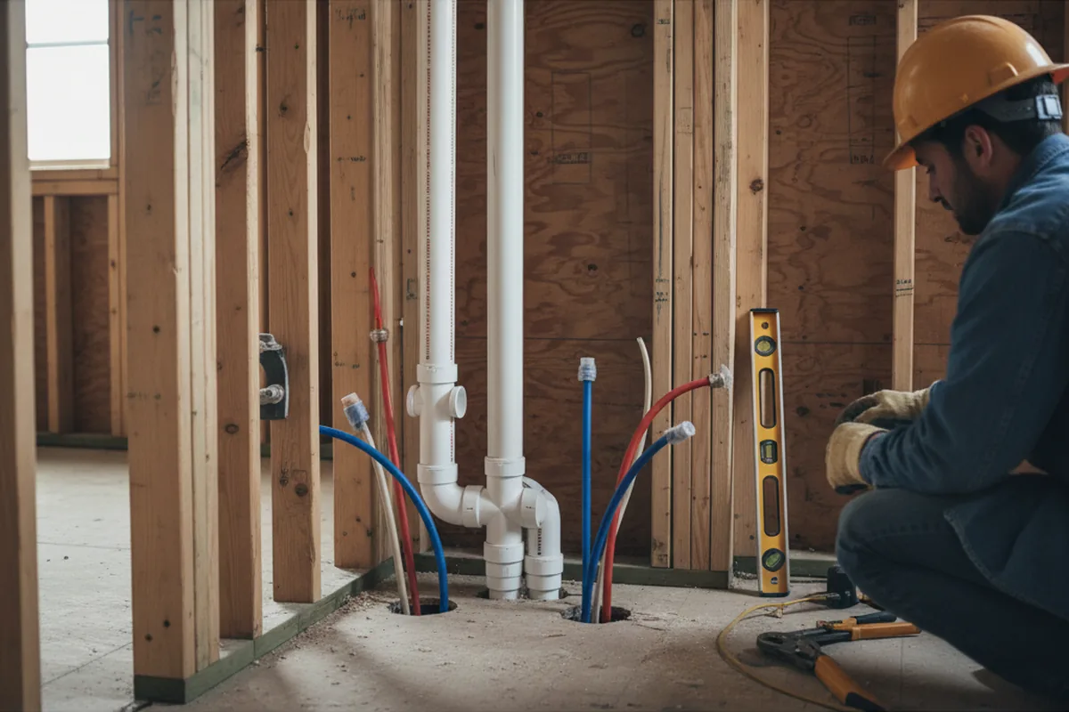 Drain and supply rough-in during Drain Cleaning in Shelton