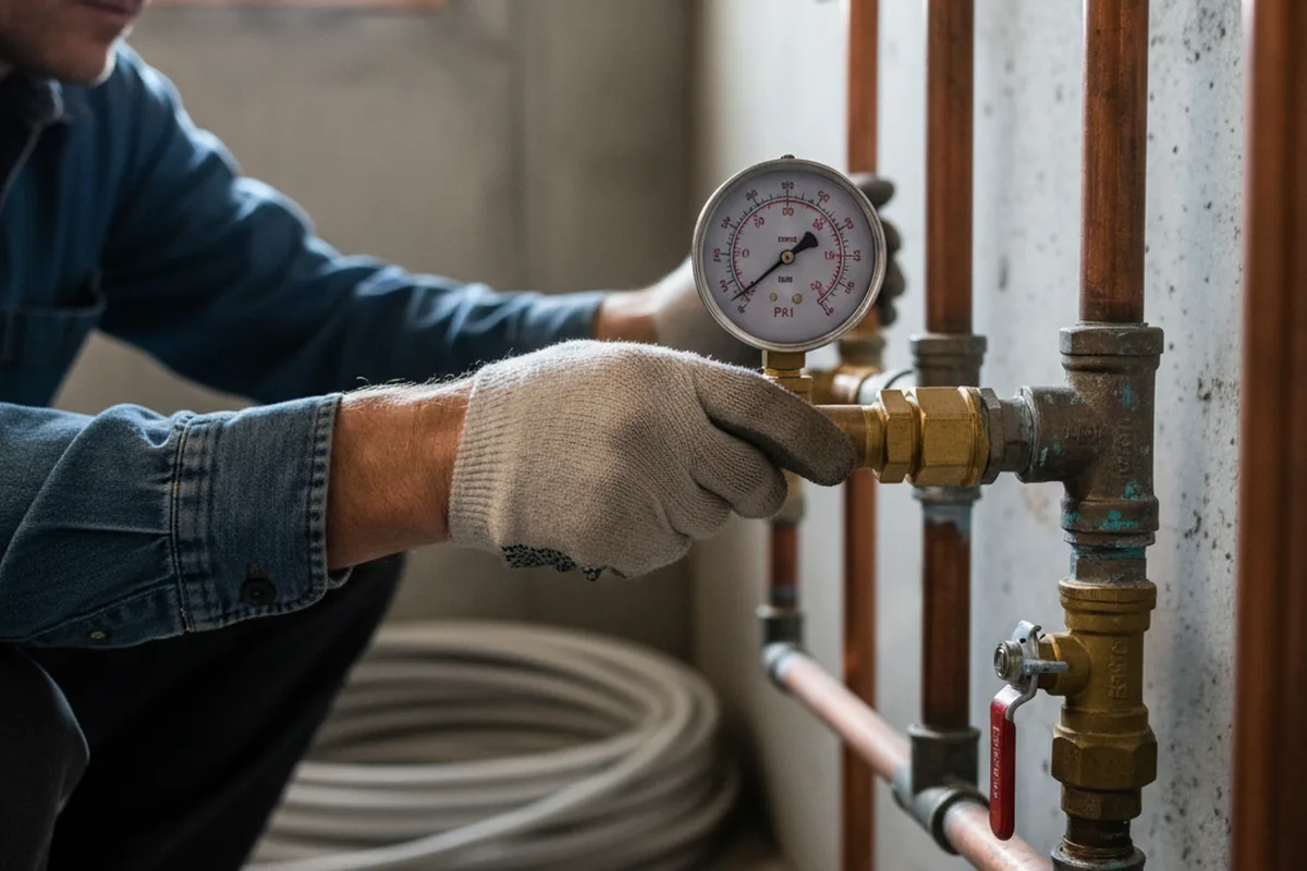 Pressure testing a repaired line during Water Line Repair in Shelton